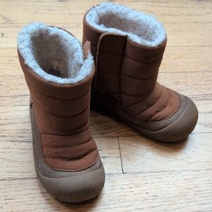 Warm Brown Kids Boots with Plush Lining